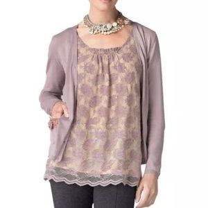 CAbi | Intrigue lace Lavender sleeveless tank top